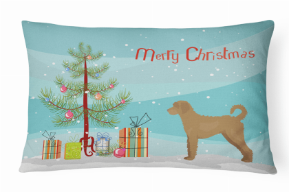 Labradoodle - Tan - Christmas Tree Dog Art Canvas Fabric Decorative Pillow Style 2