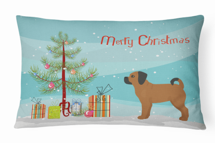 Puggle - Christmas Tree Dog Art Canvas Fabric Decorative Pillow Style 2