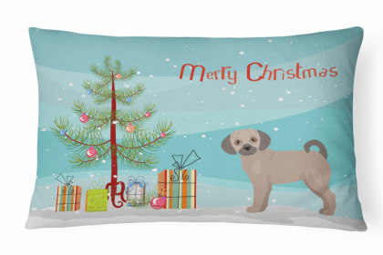 Puggle - Fawn - Christmas Tree Dog Art Canvas Fabric Decorative Pillow Style 2