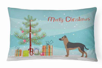 German Shepherd Pit Mix 1 - Christmas Tree Dog Art Canvas Fabric Decorative Pillow Style 2