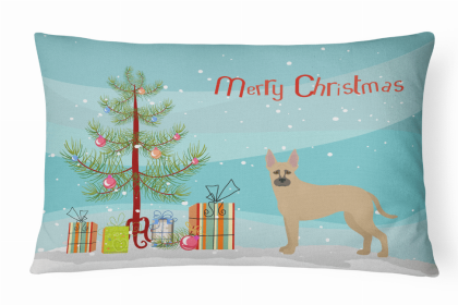 German Shepherd Pit Mix 2 - Christmas Tree Dog Art Canvas Fabric Decorative Pillow Style 2