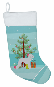 Bedlington Terrier 1 and Christmas Tree Stocking