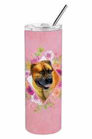 Mastiff - Boerboel Pink Flowers Double Walled Stainless Steel Travel Mug