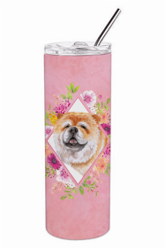 Chow Chow #2 Pink Flowers Double Walled Stainless Steel Travel Mug