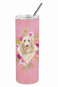 Spinone Italiano Pink Flowers Double Walled Stainless Steel Travel Mug