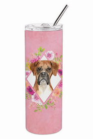 Boxer Pink Flowers Double Walled Stainless Steel Travel Mug