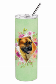 Mastiff - Boerboel Green Flowers Double Walled Stainless Steel Travel Mug