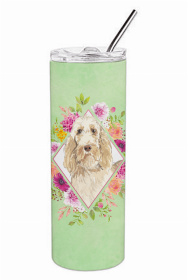 Spinone Italiano Green Flowers Double Walled Stainless Steel Travel Mug