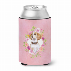 Beagle Style #1 Pink Flowers Portrait Can Hugger