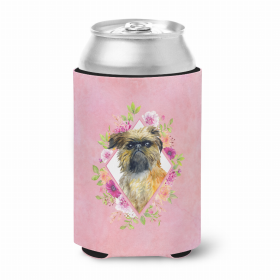 Brussels Griffon Pink Flowers Portrait Can Hugger