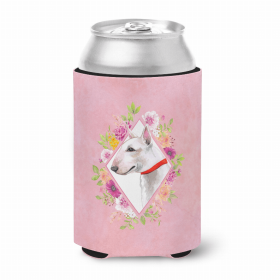 Bull Terrier #2 Pink Flowers Portrait Can Hugger