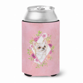 Chihuahua - Long Hair Pink Flowers Portrait Can Hugger