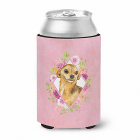 Chihuahua #1 Pink Flowers Portrait Can Hugger