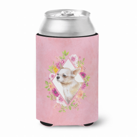 Chihuahua #2 Pink Flowers Portrait Can Hugger