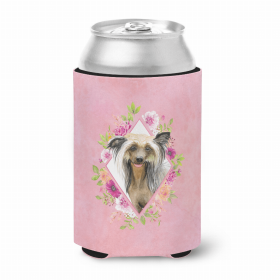 Chinese Crested Pink Flowers Portrait Can Hugger