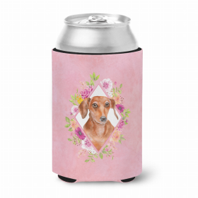 Dachshund - Red #2 Pink Flowers Portrait Can Hugger