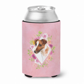 Jack Russell Terrier Style #1 Pink Flowers Portrait Can Hugger