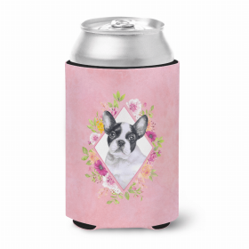 French Bulldog Style #1 Pink Flowers Portrait Can Hugger