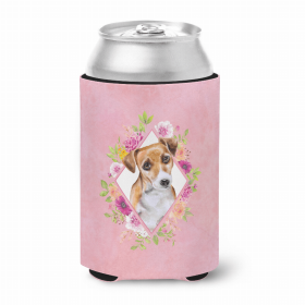 Jack Russell Terrier #1 Pink Flowers Portrait Can Hugger