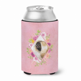 Pekingese Pink Flowers Portrait Can Hugger