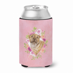 Shar Pei Pink Flowers Portrait Can Hugger