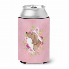 Dachshund Pink Flowers Portrait Can Hugger