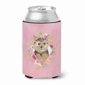 Norwich Terrier Pink Flowers Portrait Can Hugger