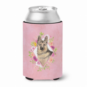 German Shepherd Pink Flowers Portrait Can Hugger