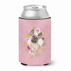 French Bulldog Style #2 Pink Flowers Portrait Can Hugger