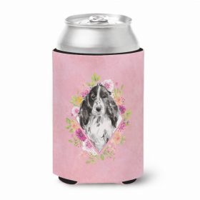 Cocker Spaniel - Black Parti Pink Flowers Portrait Can Hugger