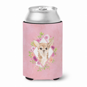 Chihuahua Pink Flowers Portrait Can Hugger