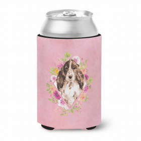 Cocker Spaniel - Brown Parti Pink Flowers Portrait Can Hugger