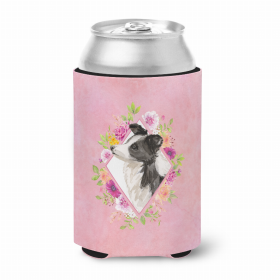 Border Collie Pink Flowers Portrait Can Hugger