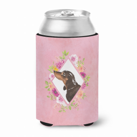 Dachshund - Black and Tan Pink Flowers Portrait Can Hugger