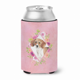 Beagle Style #2 Pink Flowers Portrait Can Hugger