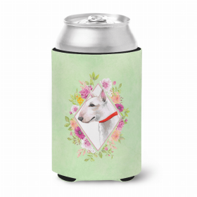 Bull Terrier 3 Green Flowers Portrait Can Hugger