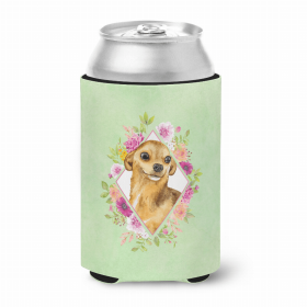 Chihuahua #1 Green Flowers Portrait Can Hugger