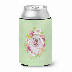 Bulldog Green Flowers Portrait Can Hugger