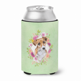 Jack Russell Terrier #1 Green Flowers Portrait Can Hugger