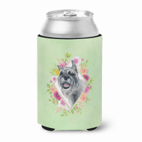 Schnauzer Green Flowers Portrait Can Hugger