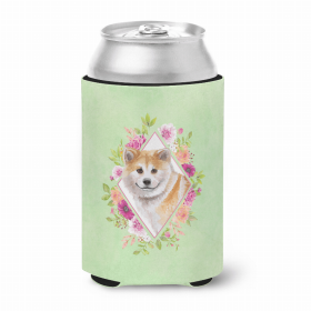 Shiba Inu Green Flowers Portrait Can Hugger