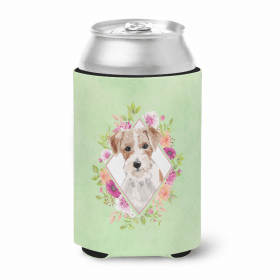 Jack Russell Terrier 3 Green Flowers Portrait Can Hugger