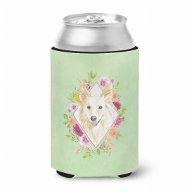 Collie - White Green Flowers Portrait Can Hugger