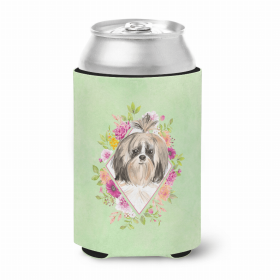 Shih Tzu Style #2 Green Flowers Portrait Can Hugger