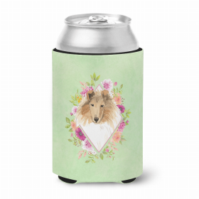 Collie Green Flowers Portrait Can Hugger