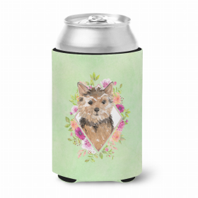 Norwich Terrier Green Flowers Portrait Can Hugger