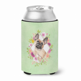 French Bulldog 3 Green Flowers Portrait Can Hugger