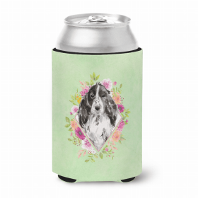 Cocker Spaniel - Black Parti Green Flowers Portrait Can Hugger