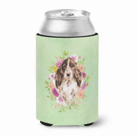 Cocker Spaniel - Brown Parti Green Flowers Portrait Can Hugger