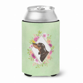 Dachshund - Black and Tan Green Flowers Portrait Can Hugger